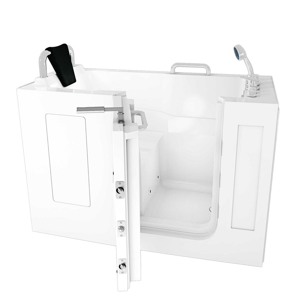 SITZWANNE Whirlpool Badewanne mit Tür S07WP-B-L 140x76cm - Weiß, Glas/Kunststoff (76/116/140cm) - AcquaVapore by Sandra Jentho