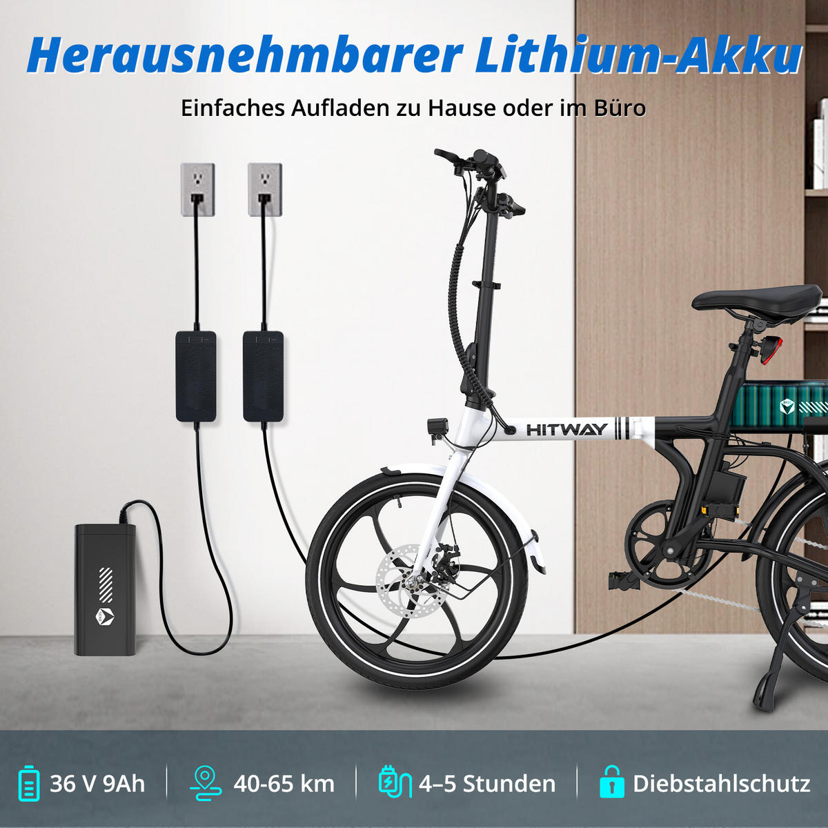E-BIKE BK35S PRO , faltbar , 20 Zoll,7-Gang-Schaltung - Schwarz, Metall (73.5cm) - HITWAY