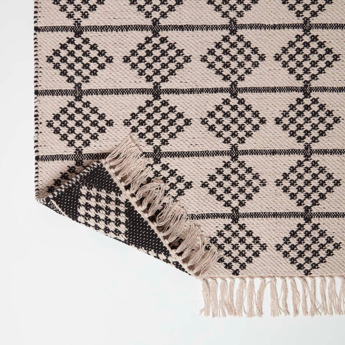 HANDWEBTEPPICH Adana geometrisch gemustert 90/150 cm - Schwarz, Textil (90/150cm) - Homescapes