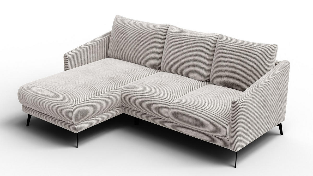 ECKSOFA VILT 3-Sitzer, perlweiß - Schwarz/Weiß, Holzwerkstoff/Textil (221/156cm) - Courtois Laville