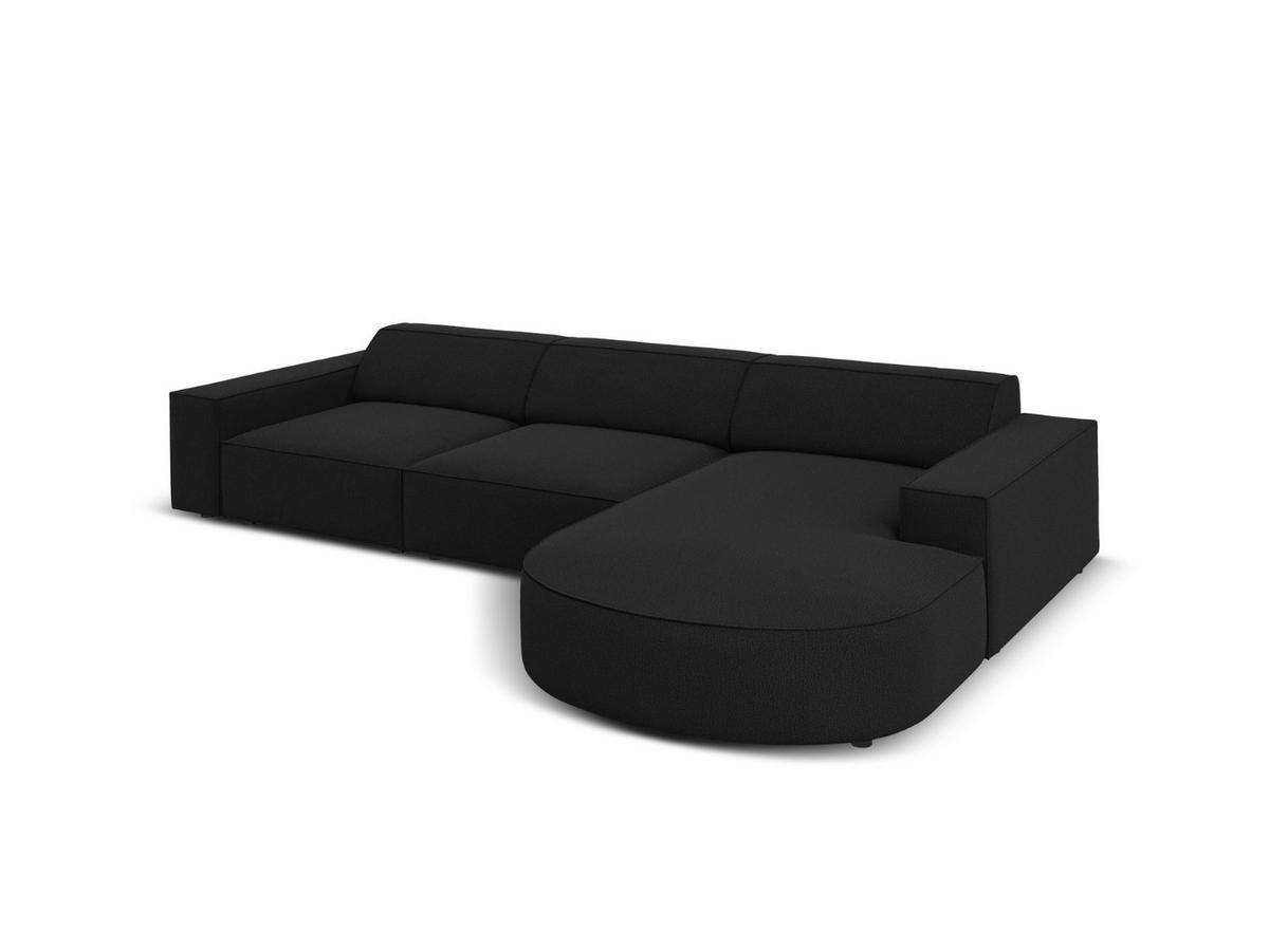 ECKSOFA rechts Jodie aus strukturiertem Stoff schwarz 4 Sitzplätze - Schwarz, Textil (166/284cm) - Micadoni
