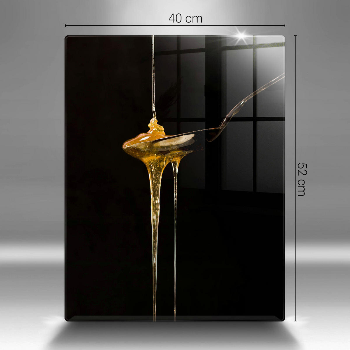 GLASPLATTE 40x52 cm Teelöffel Honig - Multicolor, Glas (40/52cm) - Wallfluent