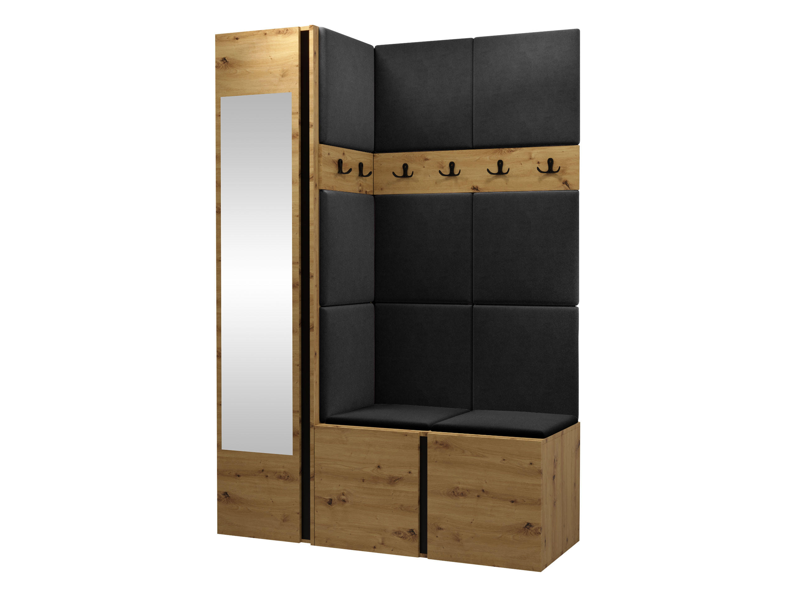 GARDEROBEN-SET Orion X - Anthrazit/Eiche Artisan, Holzwerkstoff/Kunststoff (124/186/46cm) - MIRJAN24