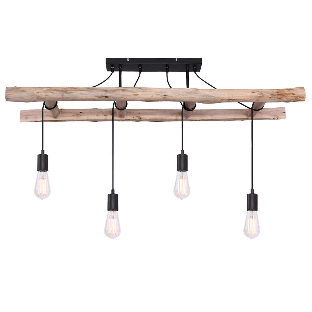 LED HÄNGELEUCHTE Holz Schwarz - Schwarz, Holz (115/30/18cm) - Globo Lighting