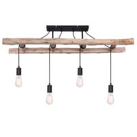 LED HÄNGELEUCHTE Holz Schwarz - Schwarz, Holz (115/30/18cm) - Globo Lighting