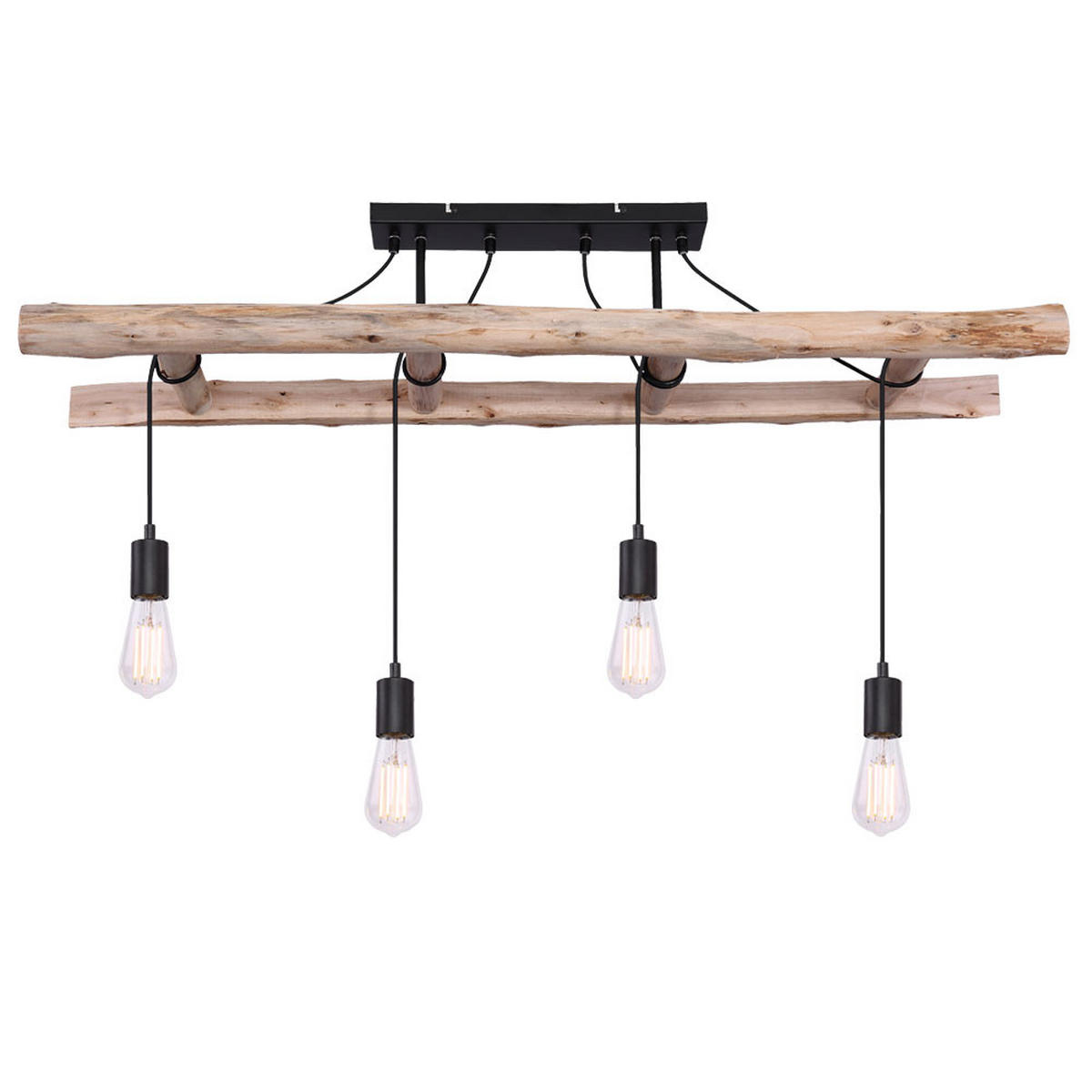 HÄNGELEUCHTE IRMGARD natur Schwarz - Schwarz, Holz (115/30/80cm) - Globo Lighting