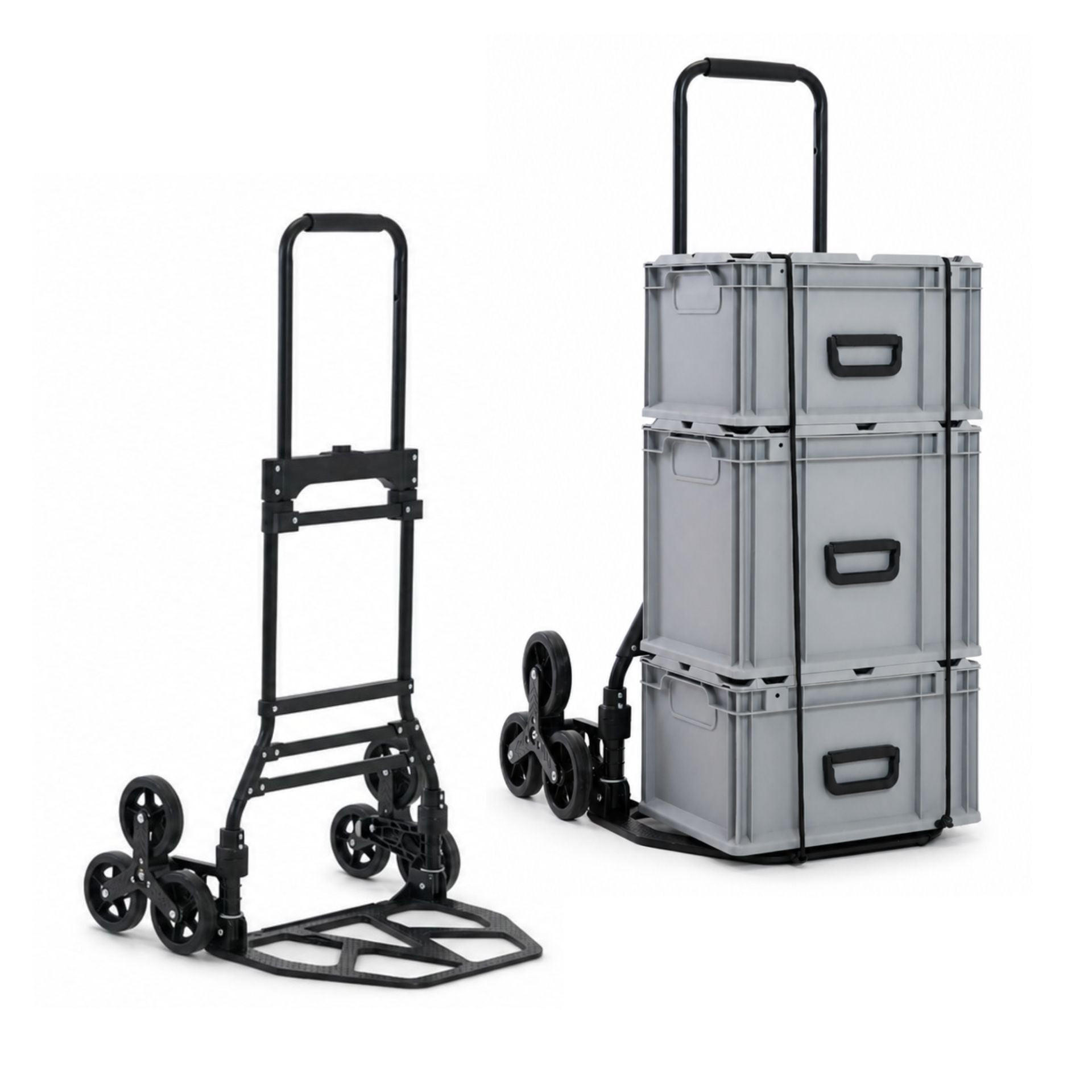 TREPPENSTEIGER Sackkarre Elephant klappbar 112x49x58cm Traglast 150kg AluminiumrahmenTRR Fachgummiräder Silber - Schwarz, Metall (58/49/112cm) - PROREGAL