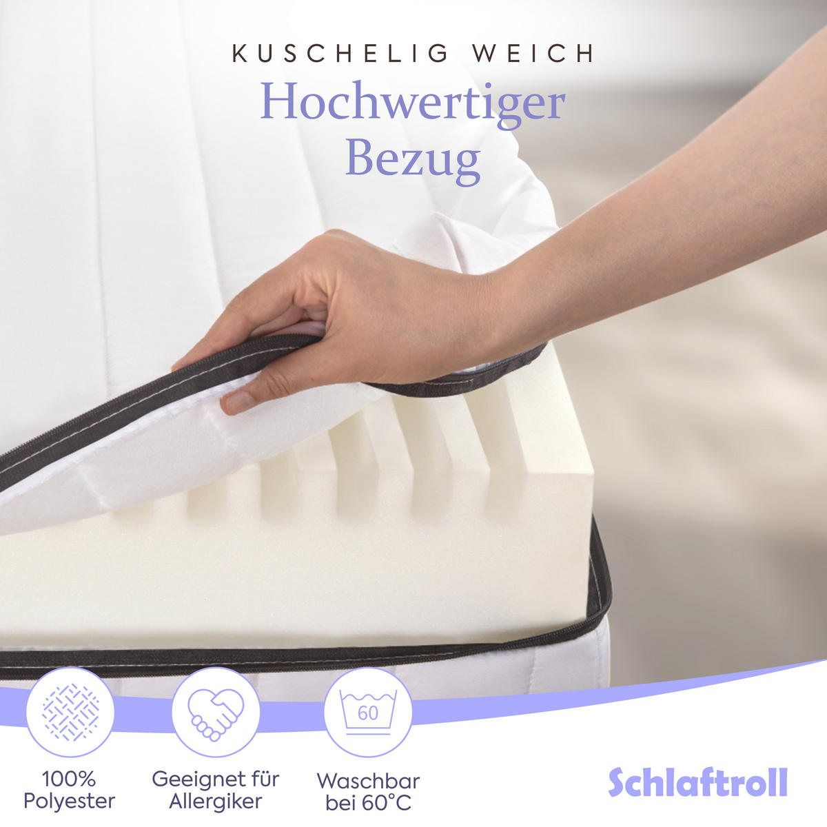 KALTSCHAUMMATRATZE – Wendematratze H2/H3 mit abnehmbarem Bezug 100x200 cm - Weiß, Textil (100/200cm) - Schlaftroll