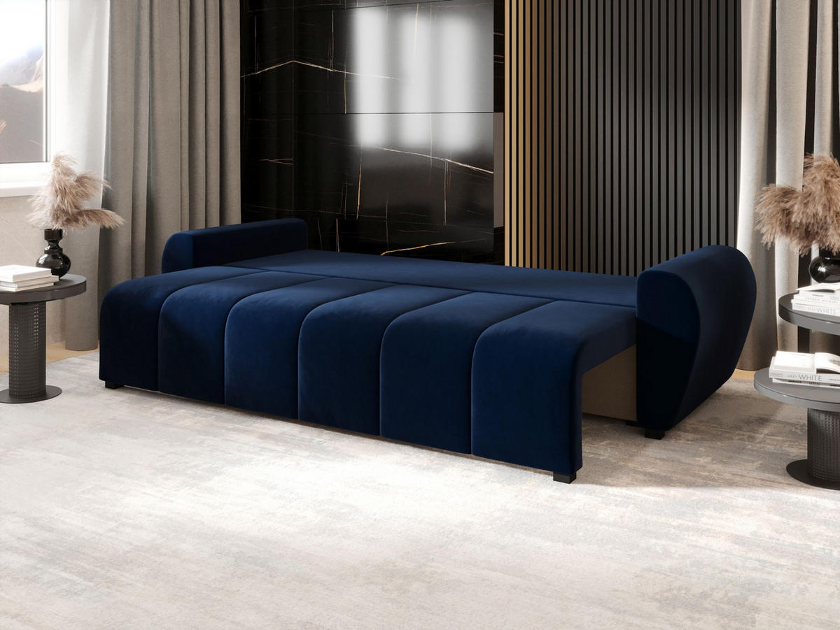 SOFA MOLISA mit Schlaffunktion ITAKA 11 mit Stauraum - Dunkelblau, Textil (86/82/246cm) - Bedante