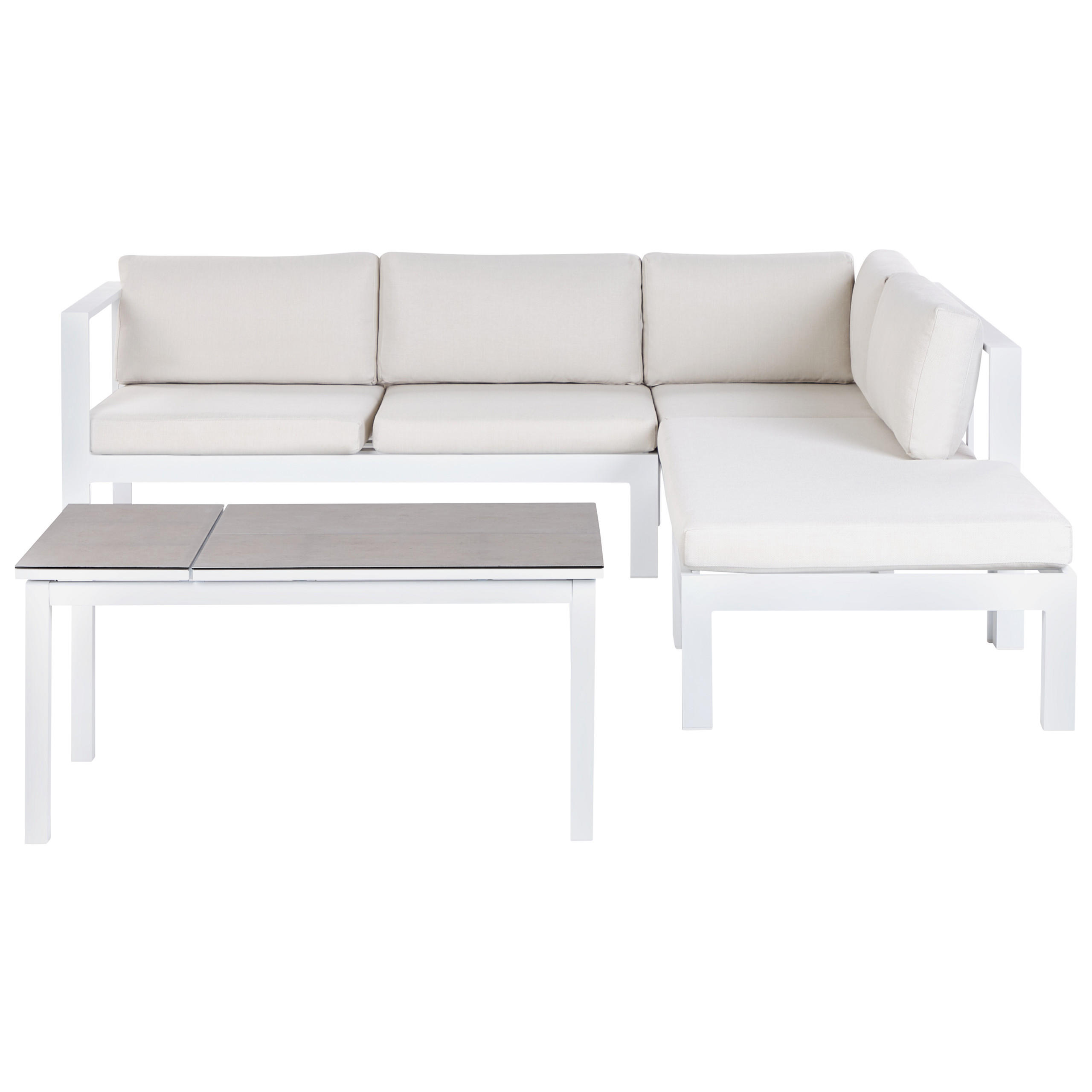 LOUNGE-SET 5-sitzer Aluminium Cremeweiß Messina - Weiß/Grau, Metall - Beliani