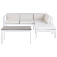 LOUNGE-SET 5-sitzer Aluminium Cremeweiß Messina - Weiß/Grau, Metall - Beliani