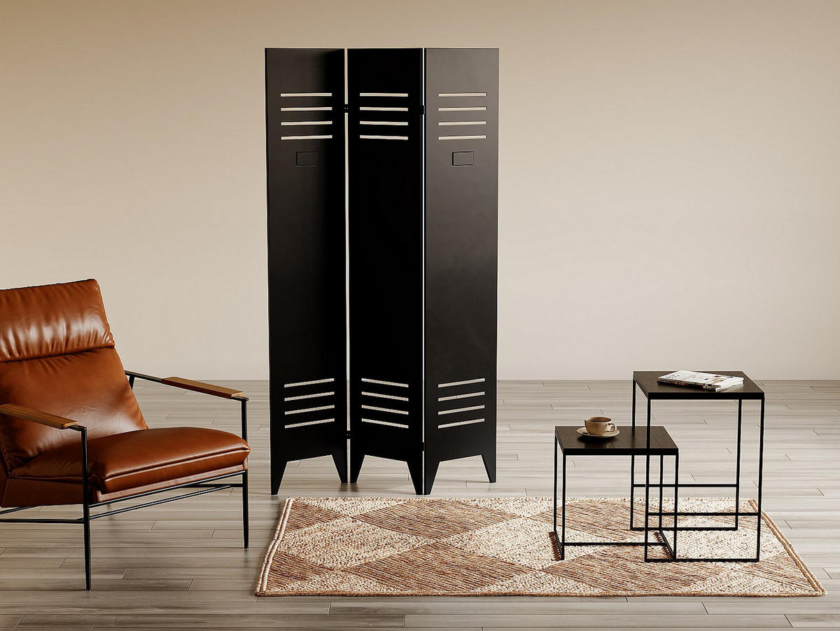 PARAVENT - 107 cmcm x 1.3 cmcm - Metall - Schwarz - CASILY - Schwarz, Metall (107/178/1.3cm) - Vente-Unique