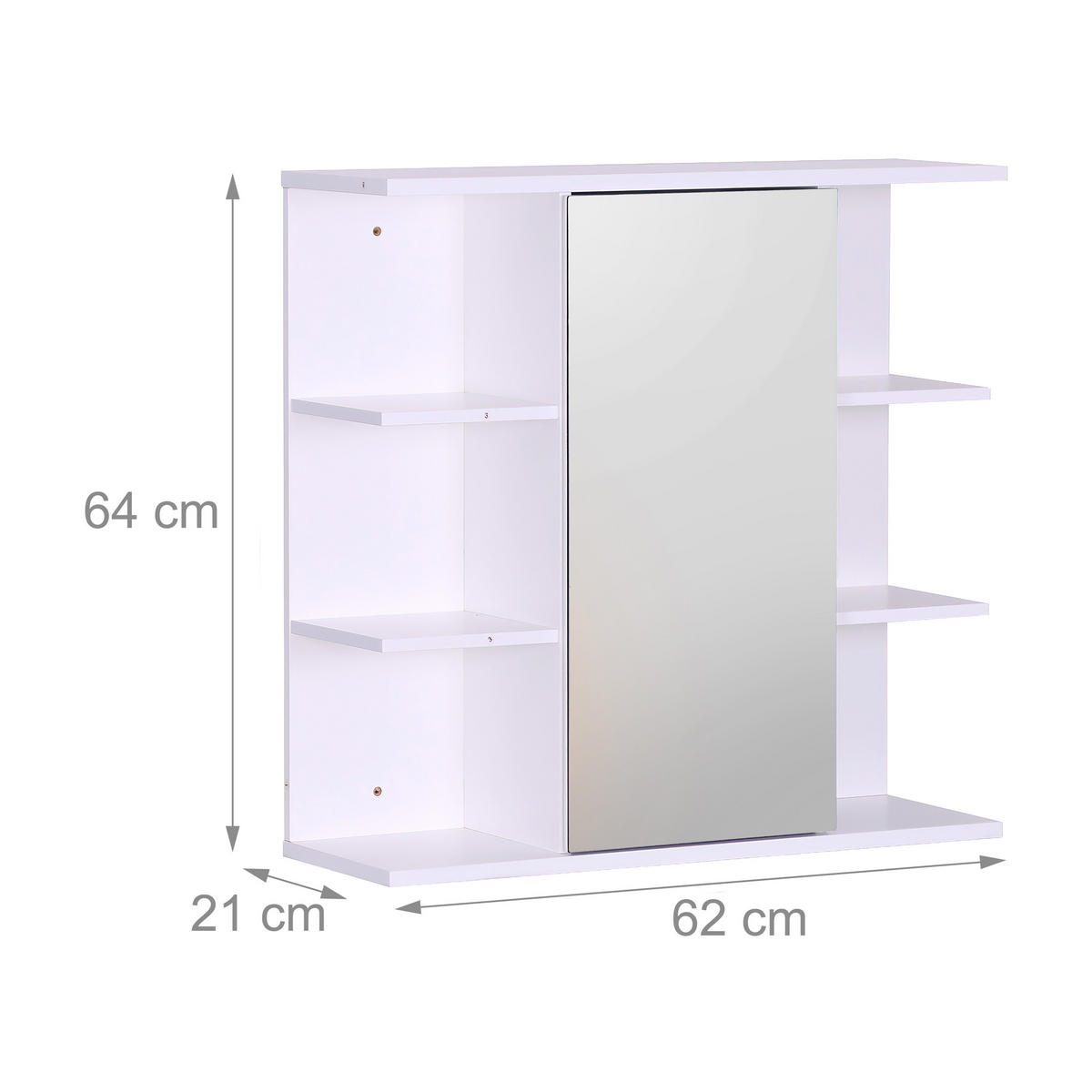 ZRKADLOVÁ skriňa - biela, kompozitné drevo/sklo (62/64/21cm) - Relaxdays