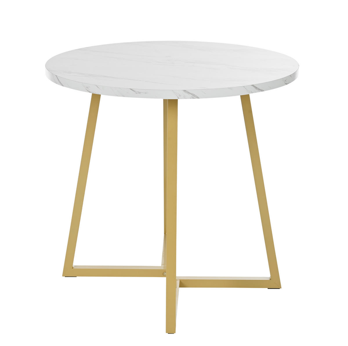 JÍDELNÍ stůl 80/75 cm bílý z MDF a kovu s mramorovým dekorem - bílá, kompozitní dřevo (80/80/75cm) - OKWISH
