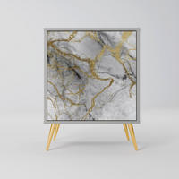 SIDEBOARD TIMELESS GLIDE, Grau, 57,5x42x75,5 cm, Goldfarbene Metallfüße - Goldfarben/Multicolor, Holzwerkstoff/Metall (57.5/75.5/42cm) - SpaceRebels