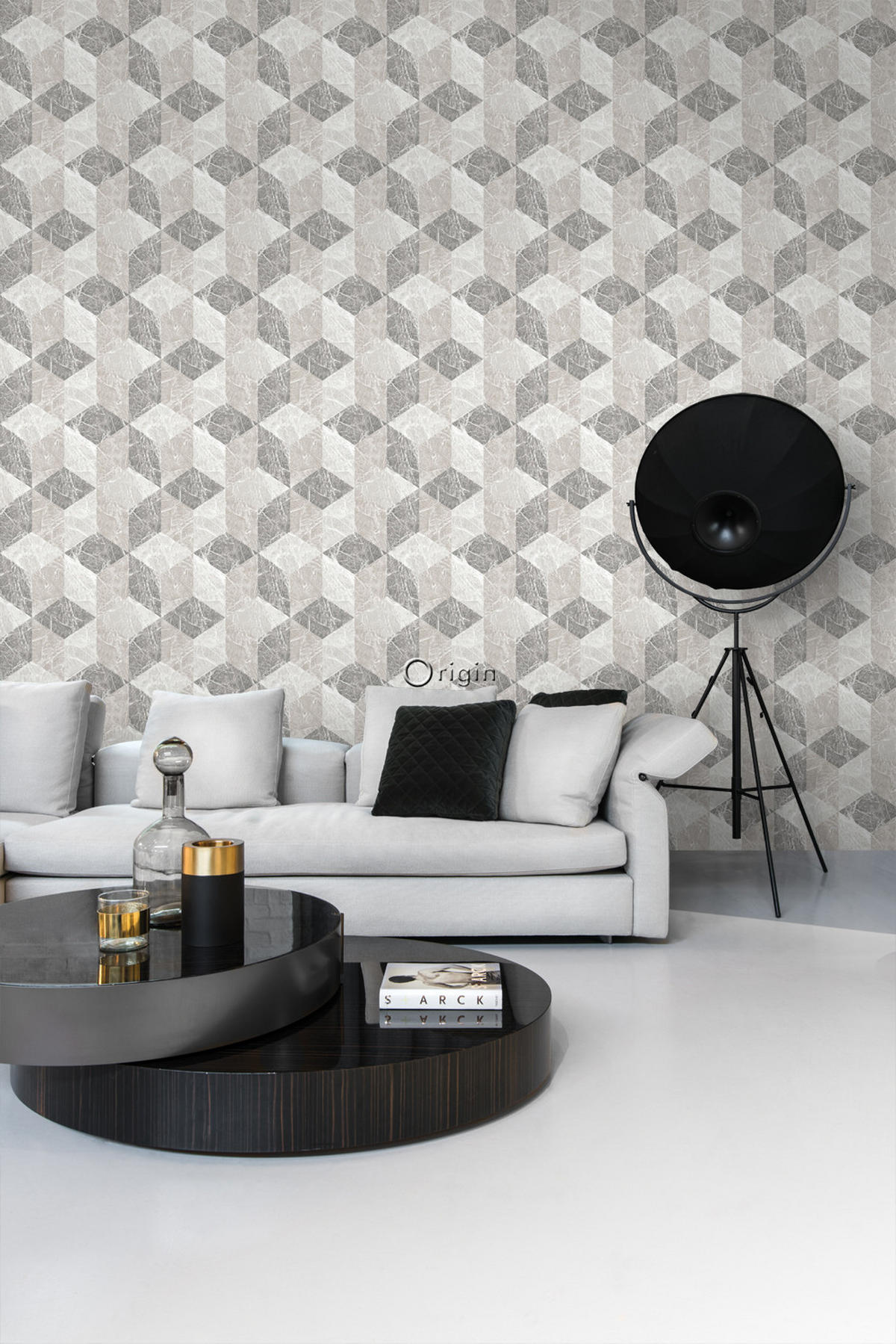 TAPETE 3D Marmor Motiv 53 cm x 10.05 m - Braun, Papier (53/1000cm) - Origin Wallcoverings