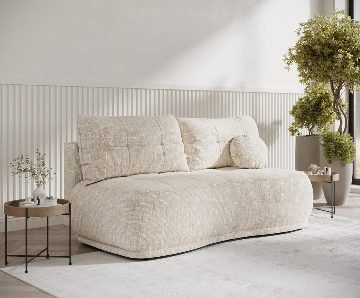 SCHLAFSOFA Cirrus Creme Webstoff - Creme/Schwarz, Holz/Holzwerkstoff (206/95/105cm) - Maison de Reve
