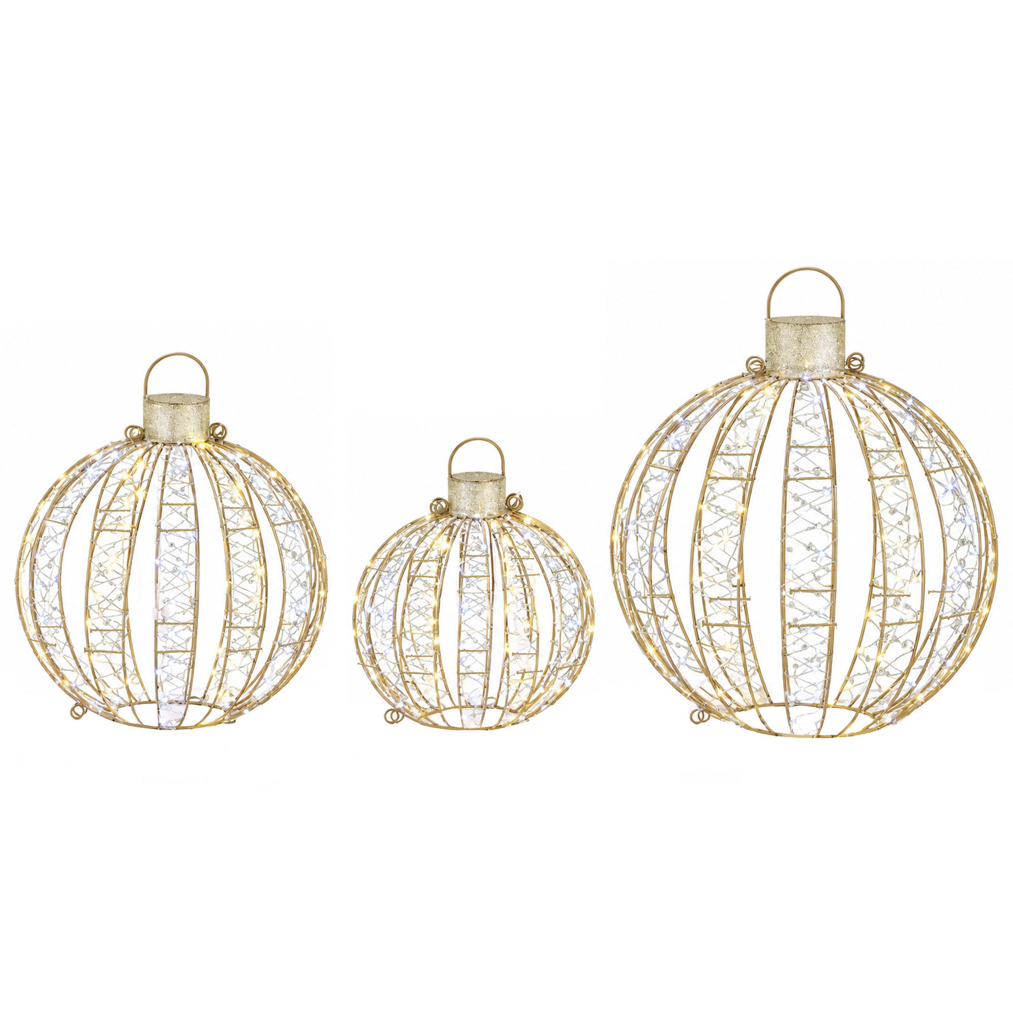 BELEUCHTETE Weihnachtskugel aus Metallgeflecht goldfarben 50.0/50.0/60.0cm - Goldfarben, Metall (50/60/50cm)
