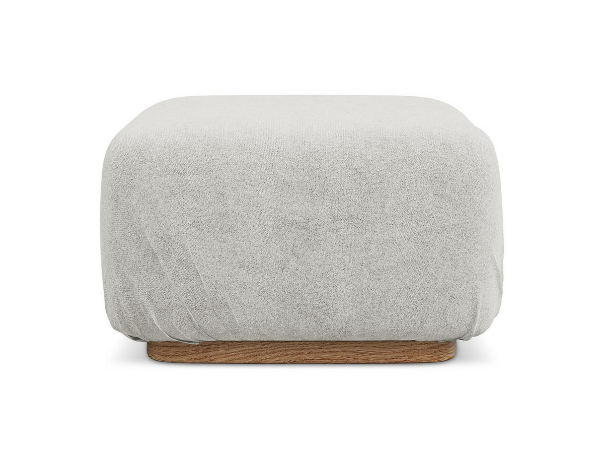 POUF Bouclé Stoff Grau - Silberfarben/Braun, Holz/Textil (83/95/41cm) - Makamii
