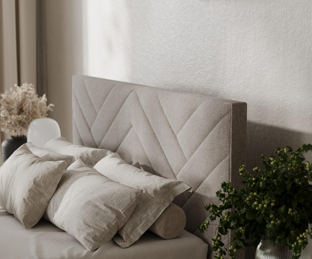 POLSTERBETT Arco 140/200 cm Beige im Asti Stoff - Beige/Schwarz, Holz/Holzwerkstoff (140/200cm) - AltaBeds