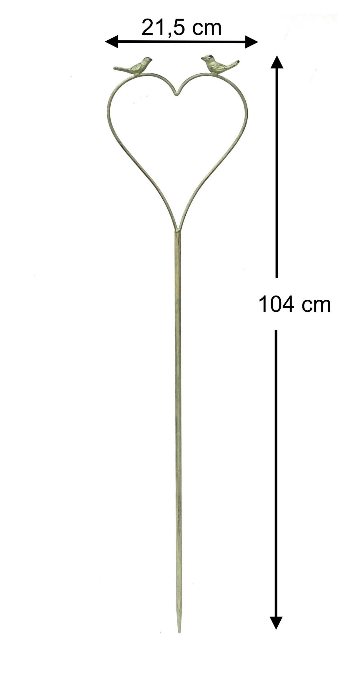 RANKHILFE Herz Grün mit Vögel Metall 104 cm 96018 - Grün, Metall (21.5/104/1.5cm) - DanDiBo