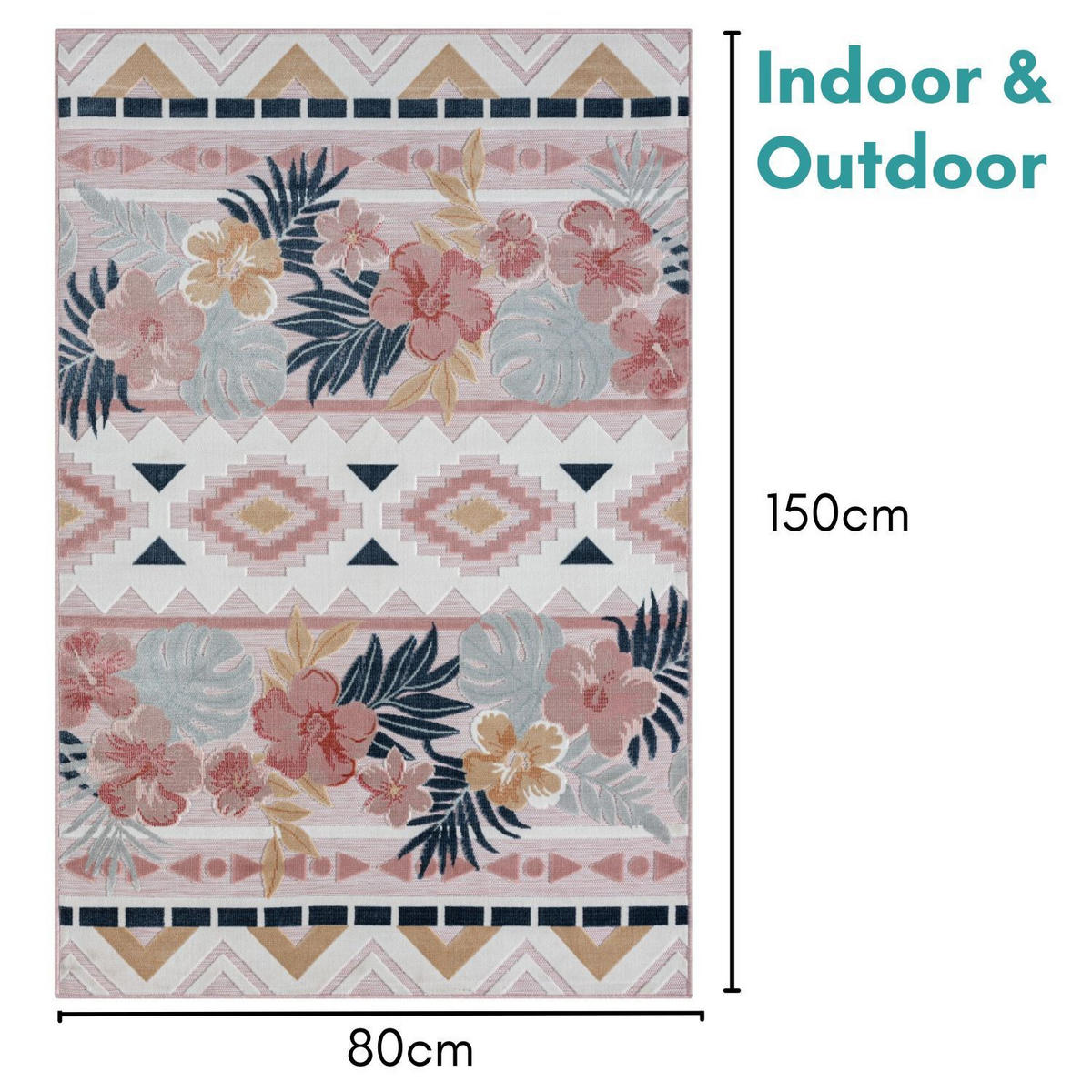 OUTDOORTEPPICH Aurora II Altrosa,Hellgrau,Dunkelblau 80/150 cm - Altrosa, Textil (80/150cm) - My-Rug
