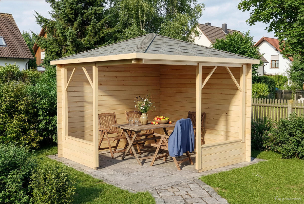 GARTENHAUS Holz Maik - Naturfarben, Holz (318/260/318cm) - Alpholz