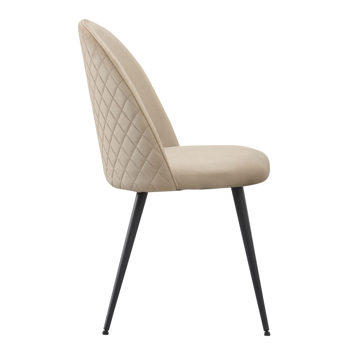 STUHL CAPO Samtbezug Metallbeine 4er Set Beige - Beige, Textil/Metall (53/84/44cm) - Albatros