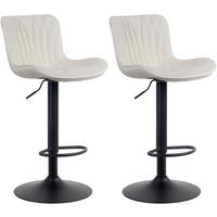 BARHOCKER 2er Set Linea Samt creme - Schwarz/Naturfarben, Textil/Metall (48/107/54cm) - TPFLiving
