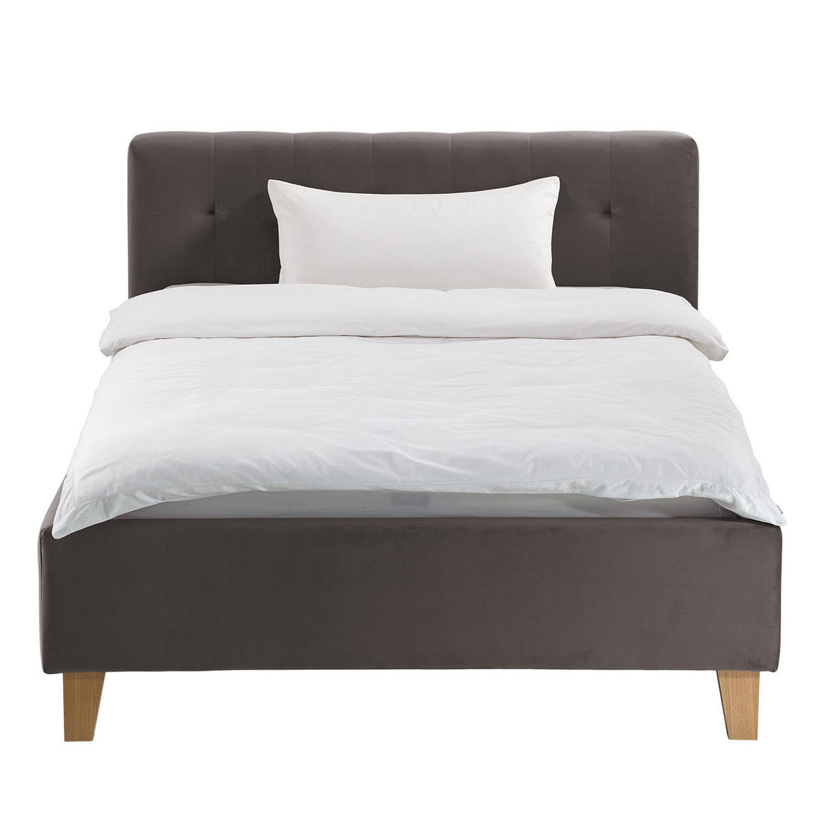 POLSTERBETT - Samt - Dunkelgrau, Holz/Textil (140/200cm) - home24