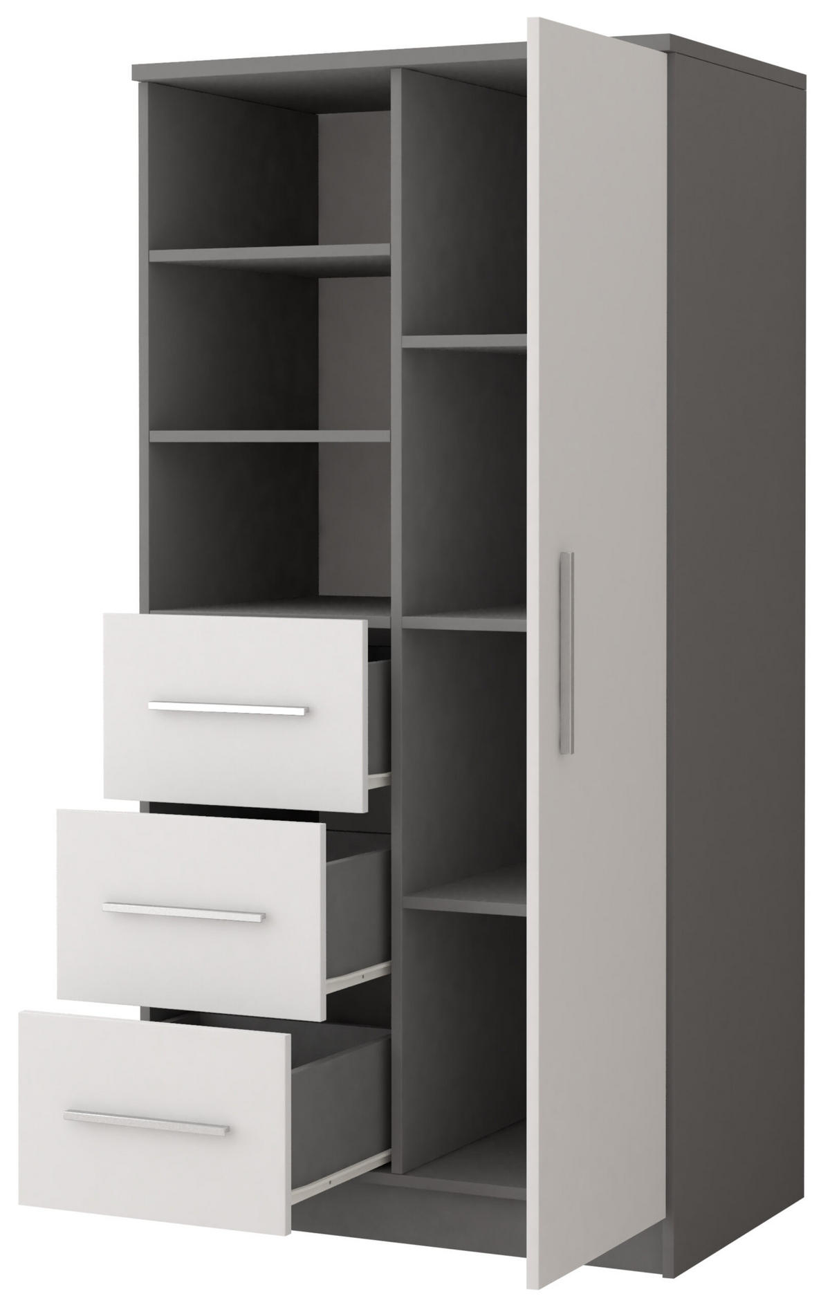 STANDREGAL Marsala 3SD 05 GRAU + WEIß - Grau, Holzwerkstoff (80/160/40cm) - Möblo