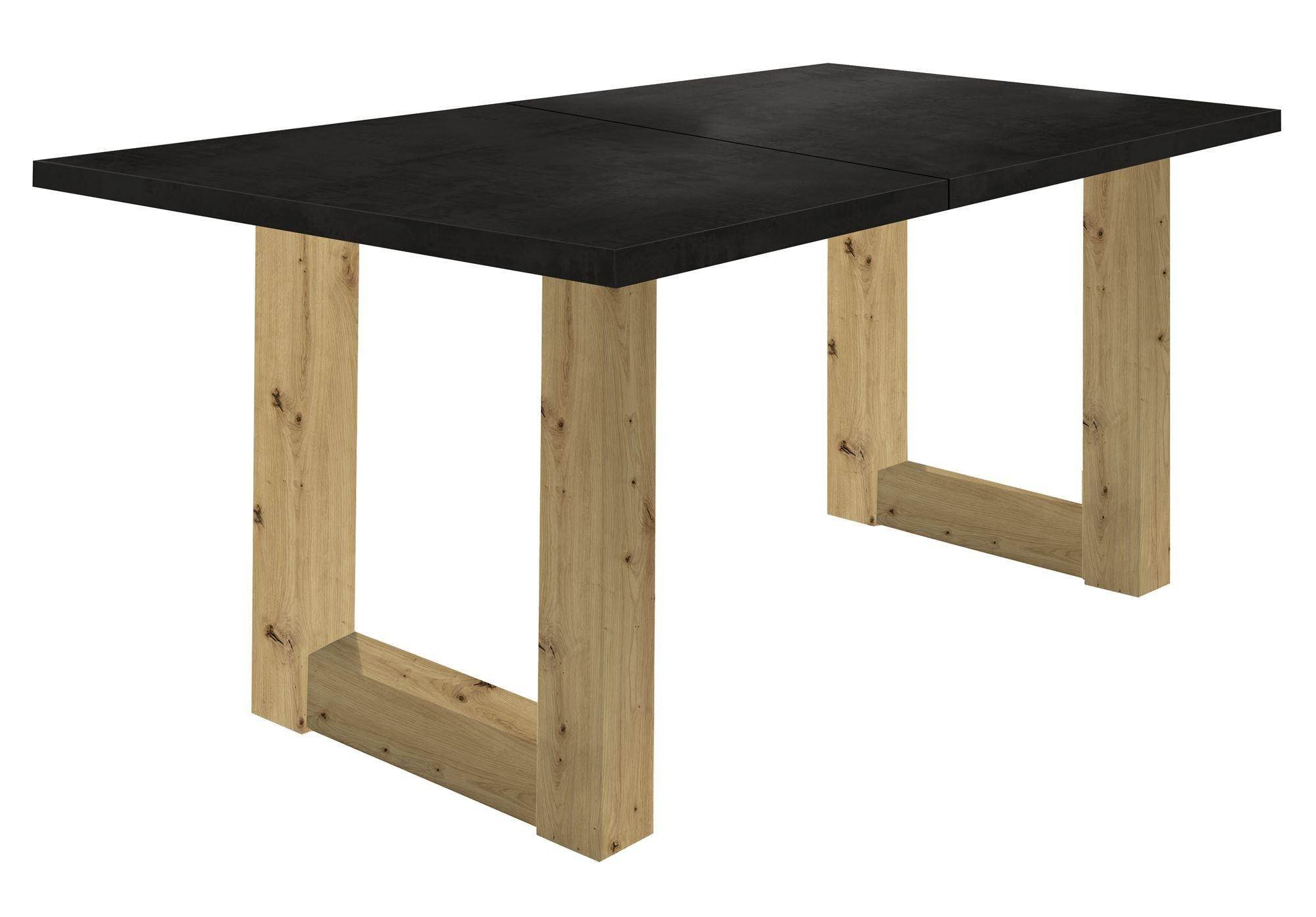 ESSTISCH ausziehbar Eila 1 160 x 90 x 75 Esszimmertisch Asteiche/Schwarzstahl - Schwarz, Holz (160/90/75cm) - 58aufmkessel