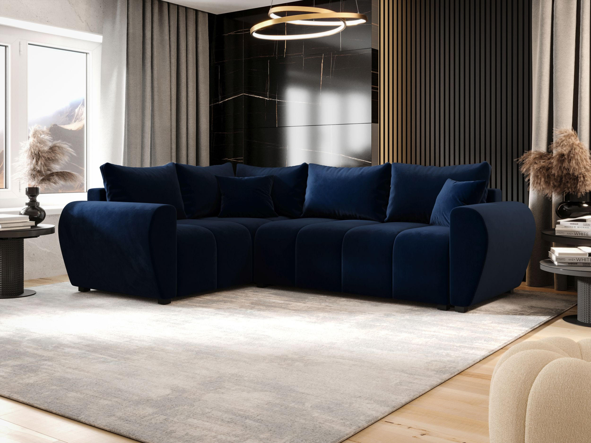 ECKSOFA MOLISA L PLUS Itaka 11 Links mit Schlaffunktion - Dunkelblau, Textil (235/175cm) - Bedante