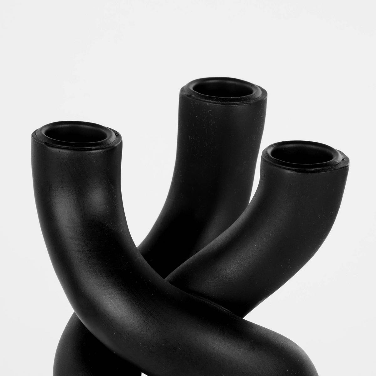KERZENSTÄNDER Twisted für 3 Abendkerzen - Schwarz, Keramik (13/31.5/13cm) - Present Time