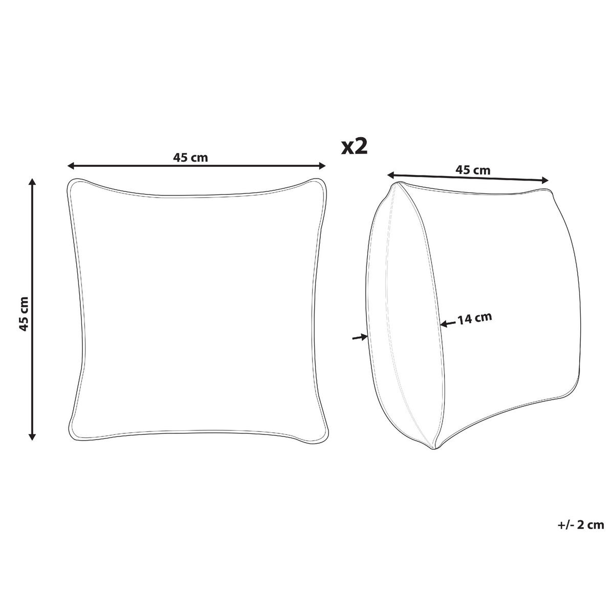 DEKOKISSEN 2er-Set Cremeweiß 45/45 cm Vallota - Rot/Goldfarben, Naturmaterialien (45/45cm) - Beliani