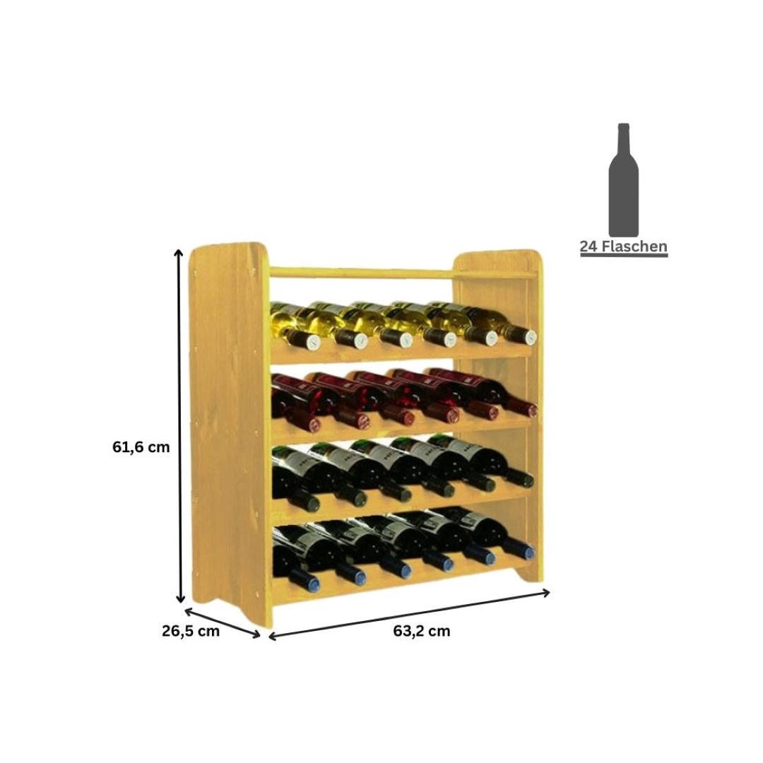 WEINREGAL Pinotwine C 61,6x63,2x26,5 cm 24 Flaschen Massives Kiefernholz Rotbraun Geölt - Rotbraun, Holz (63.2/61.6/26.5cm) - PROREGAL