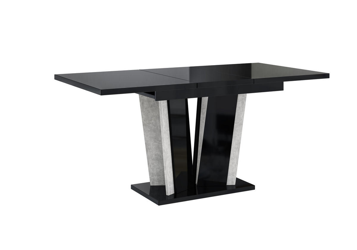 ESSTISCH Ausziehbar 120 - 160 cm Schwarz Hochglanz - Schwarz Hochglanz/Grau, Holzwerkstoff (120/80/75cm) - PROSPERO