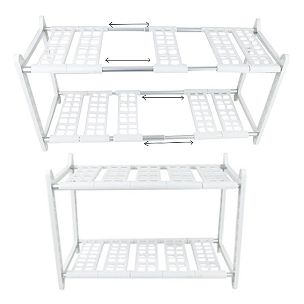 KÜCHENREGAL 2-Stufig Verstellbar Metall - Silberfarben/Weiß, Kunststoff/Metall (70/39/26.5cm) - Livingandhome