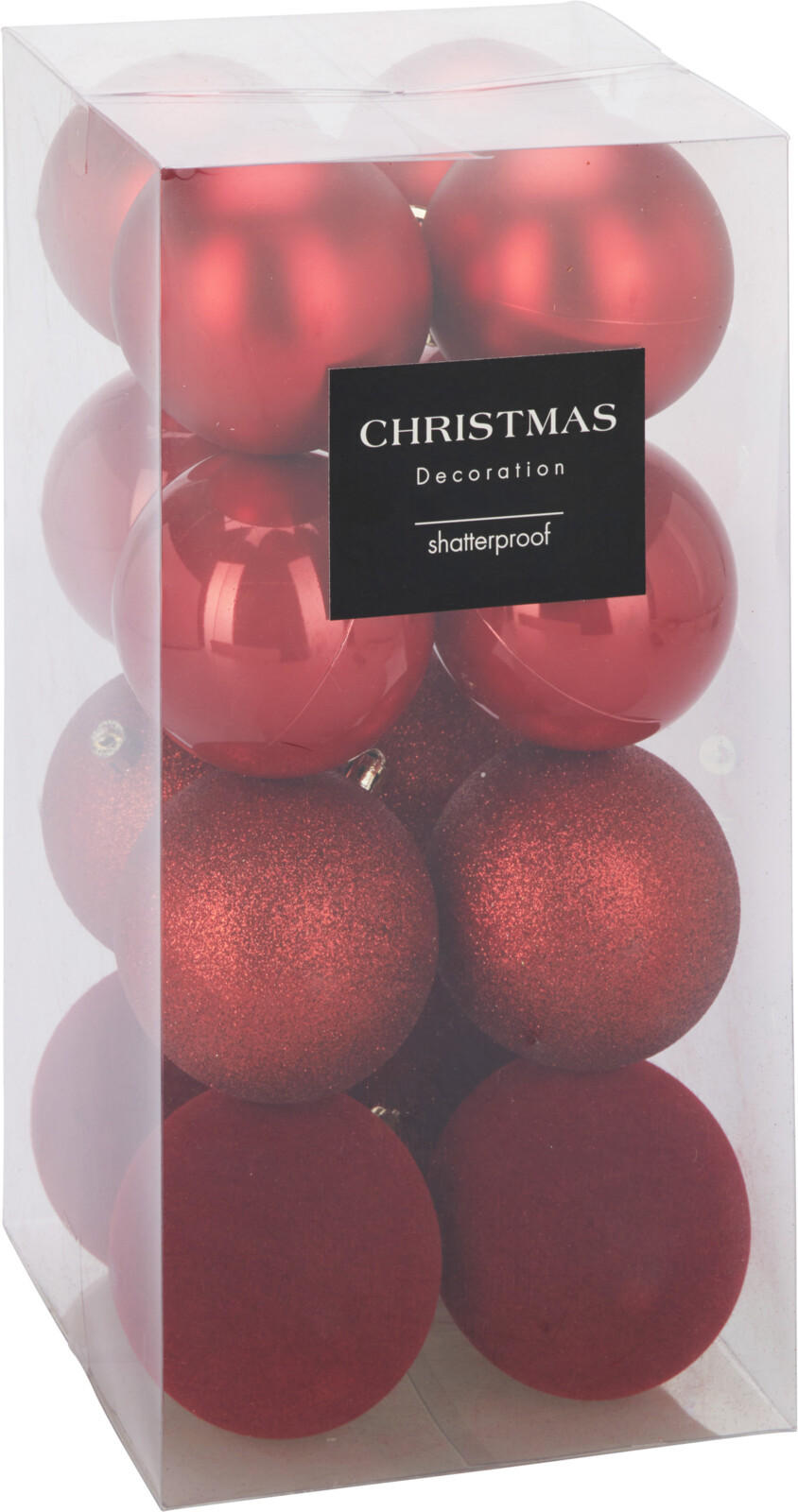 CHRISTBAUMKUGEL Basic Rot 16er Set 16/16/16 cm Kunststoff - Rot, Kunststoff (16/16/16cm) - Mondex