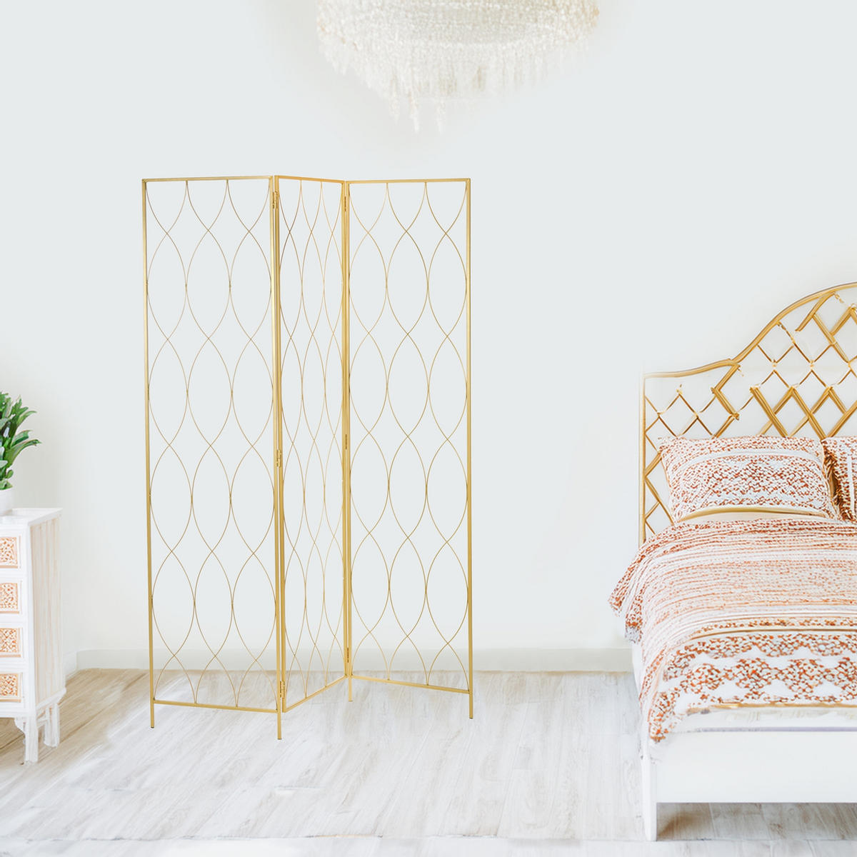 RAUMTEILER Lounge, 3tlg. Metall, Eisen gold - Goldfarben, Metall (120/170/1cm) - CREEDWOOD