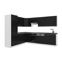 ECKKÜCHE Fame-Line, Schwarz gestreift/Weiß, 227 x 287 cm, AP Anthrazit - Schwarz/Weiß, Holzwerkstoff (287/81.6/60cm) - Vicco