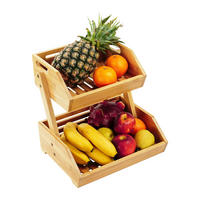 OBSTETAGERE - Hellbraun, Holz (29cm) - Relaxdays