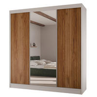 SCHWEBETÜRENSCHRANK Rafi mit Spiegel und mit geriffelten Fronten, 200 cm, eiche Sonoma+eichefarben - Eichefarben/Sonoma Eiche, Holzwerkstoff (200/215/61cm) - AN-Moebel 4u