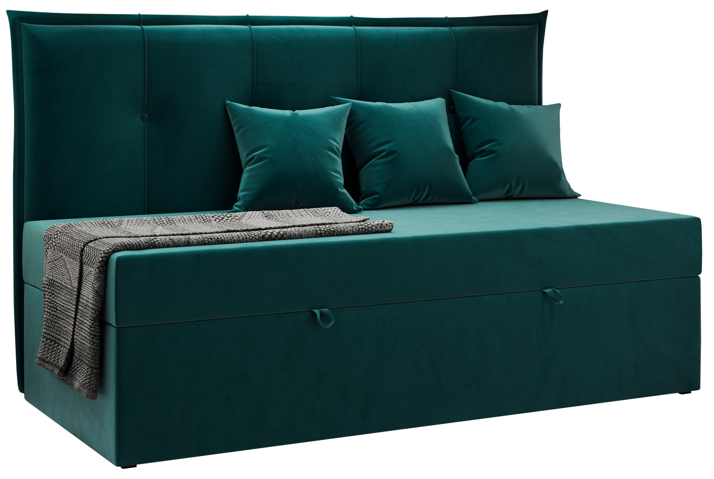BOXBETT BANCO 90/200 Dunkelgrün Velvet - H3 - Dunkelgrün, Holz/Textil (90/200cm) - MKS