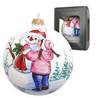 CHRISTBAUMKUGEL Mädchen Schneemann Kuss Weiß 10cm (Glas / 1 Stk.) - Weiß, Glas (10/10/10cm)