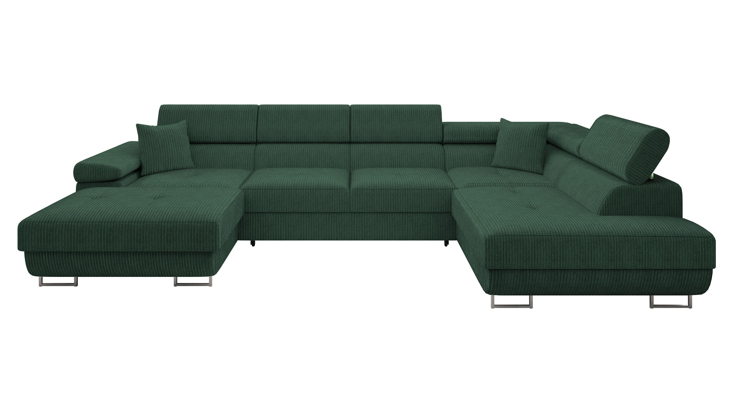 CANAPEA ÎN FORMĂ DE U Torezio Bis Reiat, Dreapta - verde, material textil/lemn (203/90/346cm) - MIRJAN24