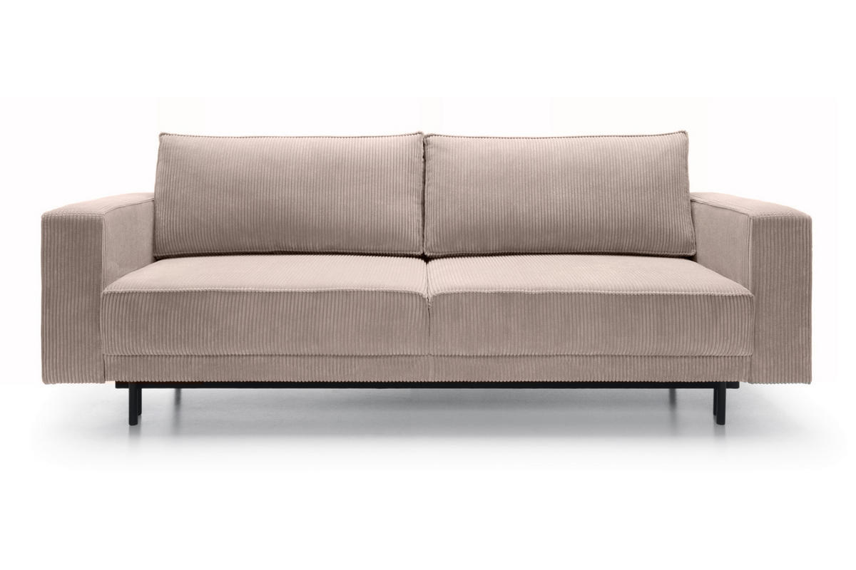 SCHLAFSOFA Rodario Beige Cordbezug - Beige/Schwarz, Textil/Metall (236/95/97cm) - Selsey