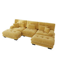 ECKSOFA 313/145/81 cm ggelb aus Chenille modular mit Ottomane und Tiefsitz - Gelb, Textil (145/313cm) - OKWISH