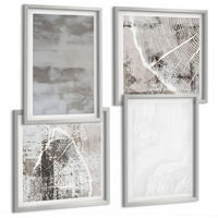 BILDER SET 4er Set - 50x50 cm & 40x60 cm Silberner Rahmen - Abstrakte moderne Formen - Silberfarben, Kunststoff (50/50cm) - TULUP
