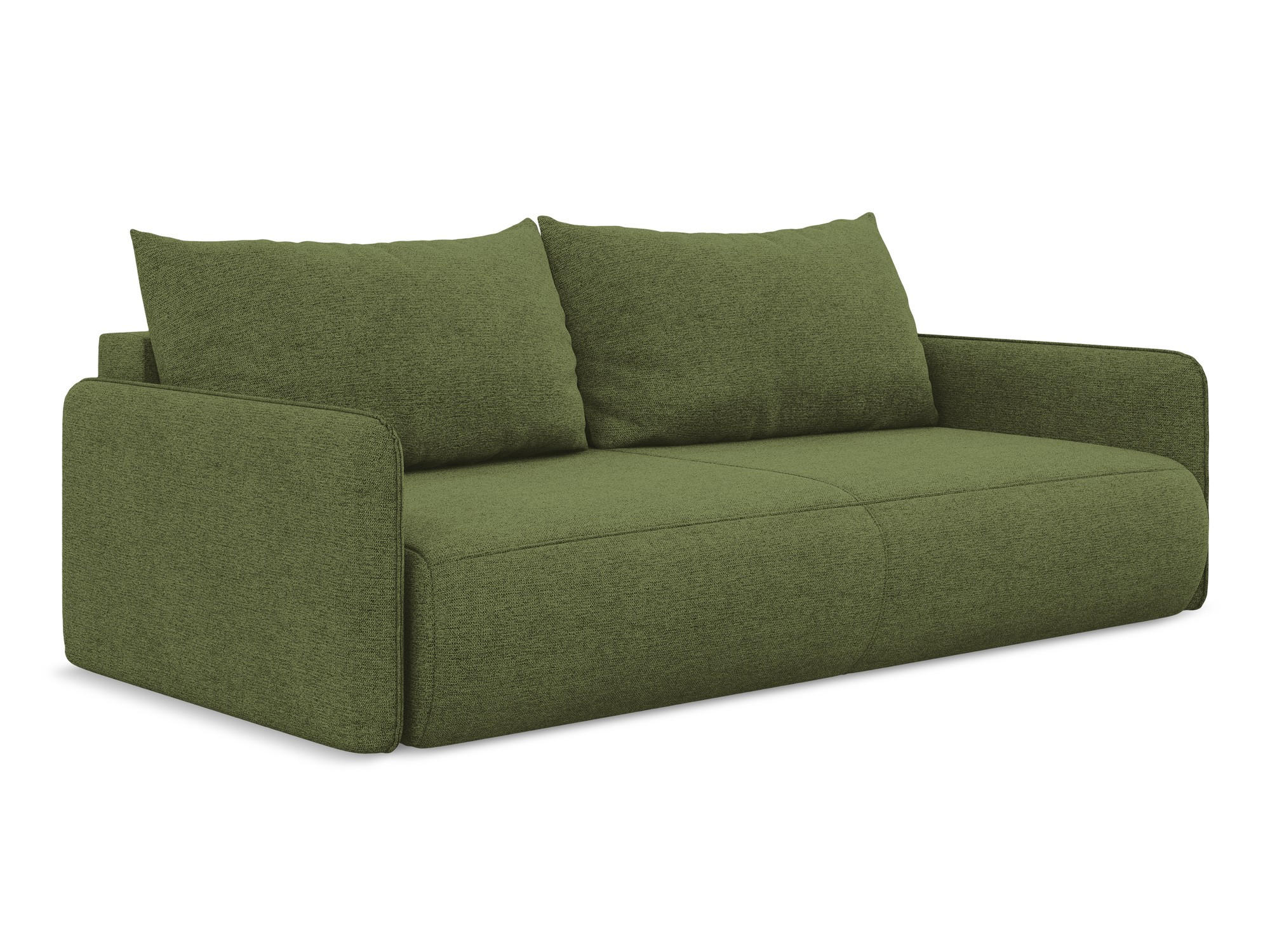 3-SITZER SOFA mit Schlaffunktion Chenille Stoff Grün - Dunkelgrün/Schwarz, Kunststoff/Textil (216/86/105cm) - Makamii